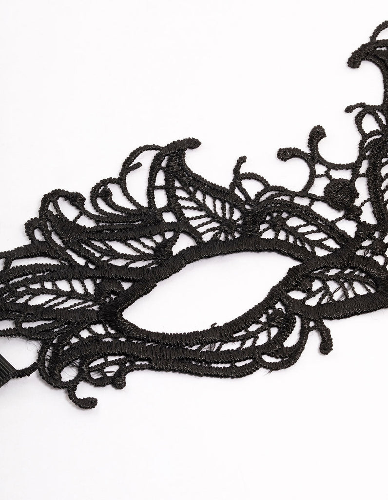 2 Pieces Halloween Black Lace Choker Necklace Masquerade Mask For