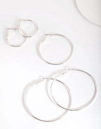 Silver Sleeper Round Hoop Trio - link has visual effect only