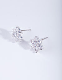 Silver Cubic ZIrconia Flower Earrings - link has visual effect only