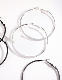 Silver Flat Edge Hoop Earring Pack - link has visual effect only