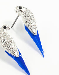 Mini Bird Blue Feather Stud Earrings - link has visual effect only