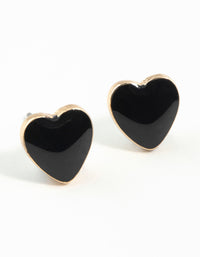 Gold Enamel Heart Stud Earrings - link has visual effect only