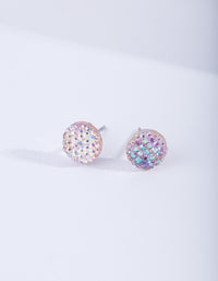 Round Pink Jelly Stud Earrings - link has visual effect only