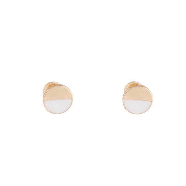 White Enamel Half Disc Earrings