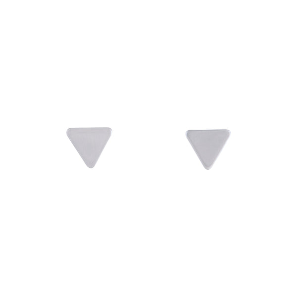 Rhodium Plain Flat Triangle Stud Earrings