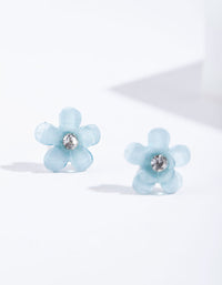 Blue Pretty Flower Stud Earrings - link has visual effect only