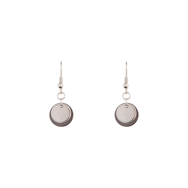 Double Metal Disc Drop Earrings