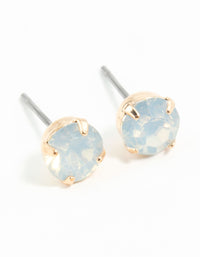 Gold Four Claw Opalised Stud Earrings - link has visual effect only