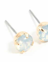 Gold Four Claw Opalised Stud Earrings - link has visual effect only