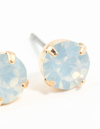 Gold Four Claw Opalised Stud Earrings - link has visual effect only