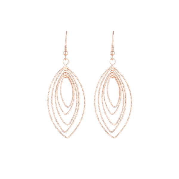 Rose Gold Textured Marquise Drop Earrings