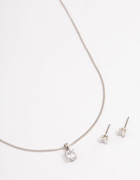 Rhodium Earrings & Necklace Gift Box - link has visual effect only