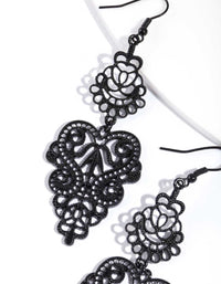 Black Large Filigree Drop Earrings - link has visual effect only