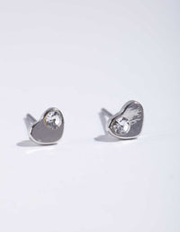 Rhodium Mini Dia Heart Stud Earrings - link has visual effect only