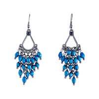 Gunmetal Midnight Blue Glass Bead Chandelier Earrings - link has visual effect only