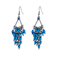 Gunmetal Midnight Blue Glass Bead Chandelier Earrings - link has visual effect only