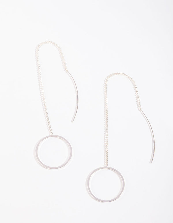 Silver Circle Thread Earrings