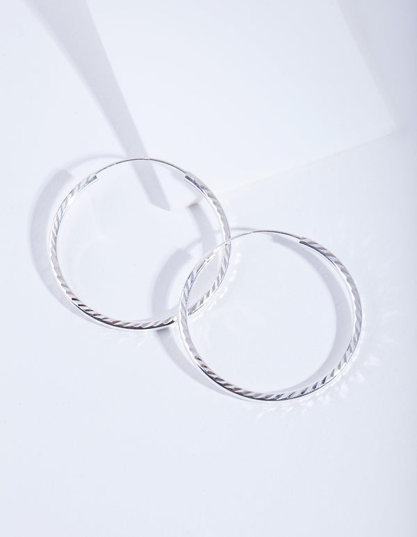 Sterling Silver Diamond Cut 35Mm Hoop