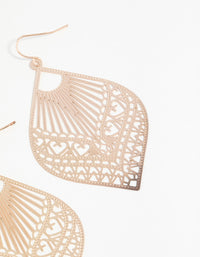 Rose Gold Heart Stamp Drop Earrings - link has visual effect only