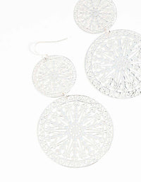 Silver Filigree Statement Disc Drop Earrings - link has visual effect only