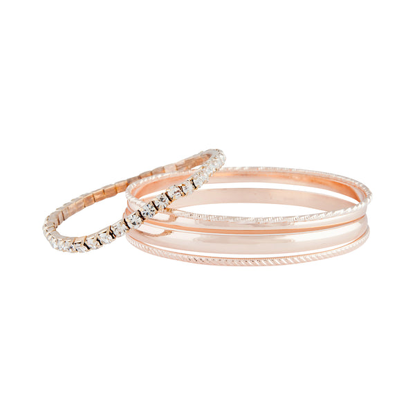 Rose Gold Shiny Duo Bangle 5-Pack