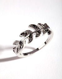 Rhodium Leaf Band Ring - link has visual effect only