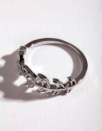 Rhodium Leaf Band Ring - link has visual effect only