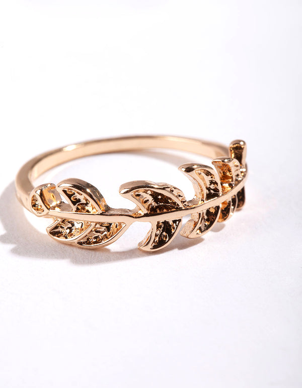 Gold Leaf Band Ring