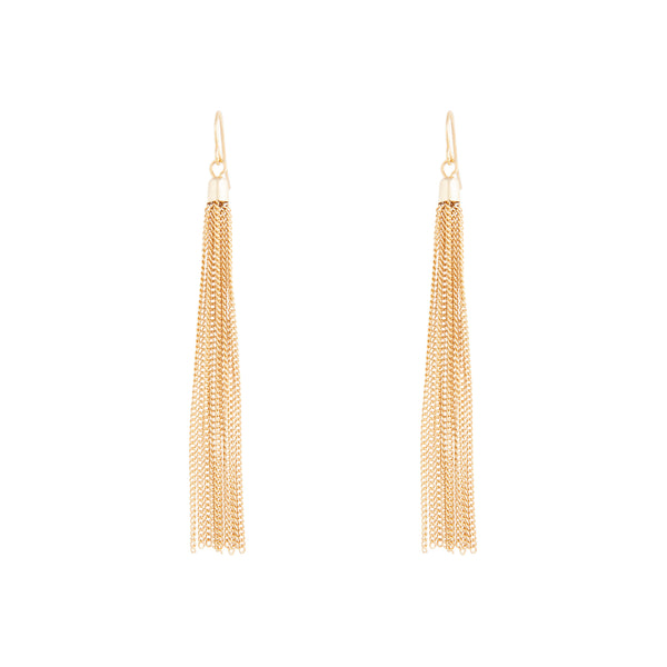 Gold Chain Tassel Drop Earrings