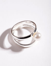 Silver Double Pearl Ring - link has visual effect only