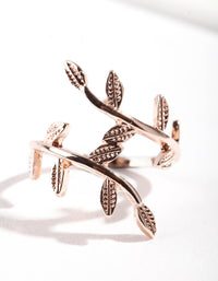 Rose Gold Leaf Double Band Ring - link has visual effect only