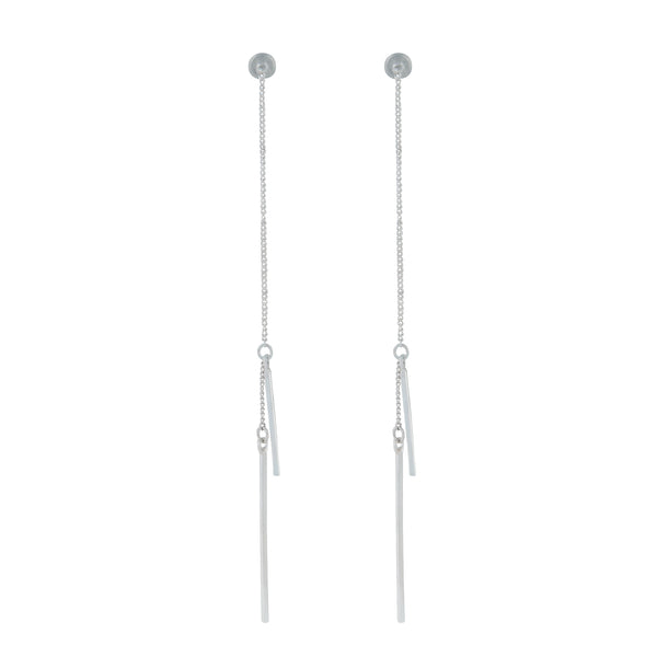 Silver Fine Thread Through Earrings