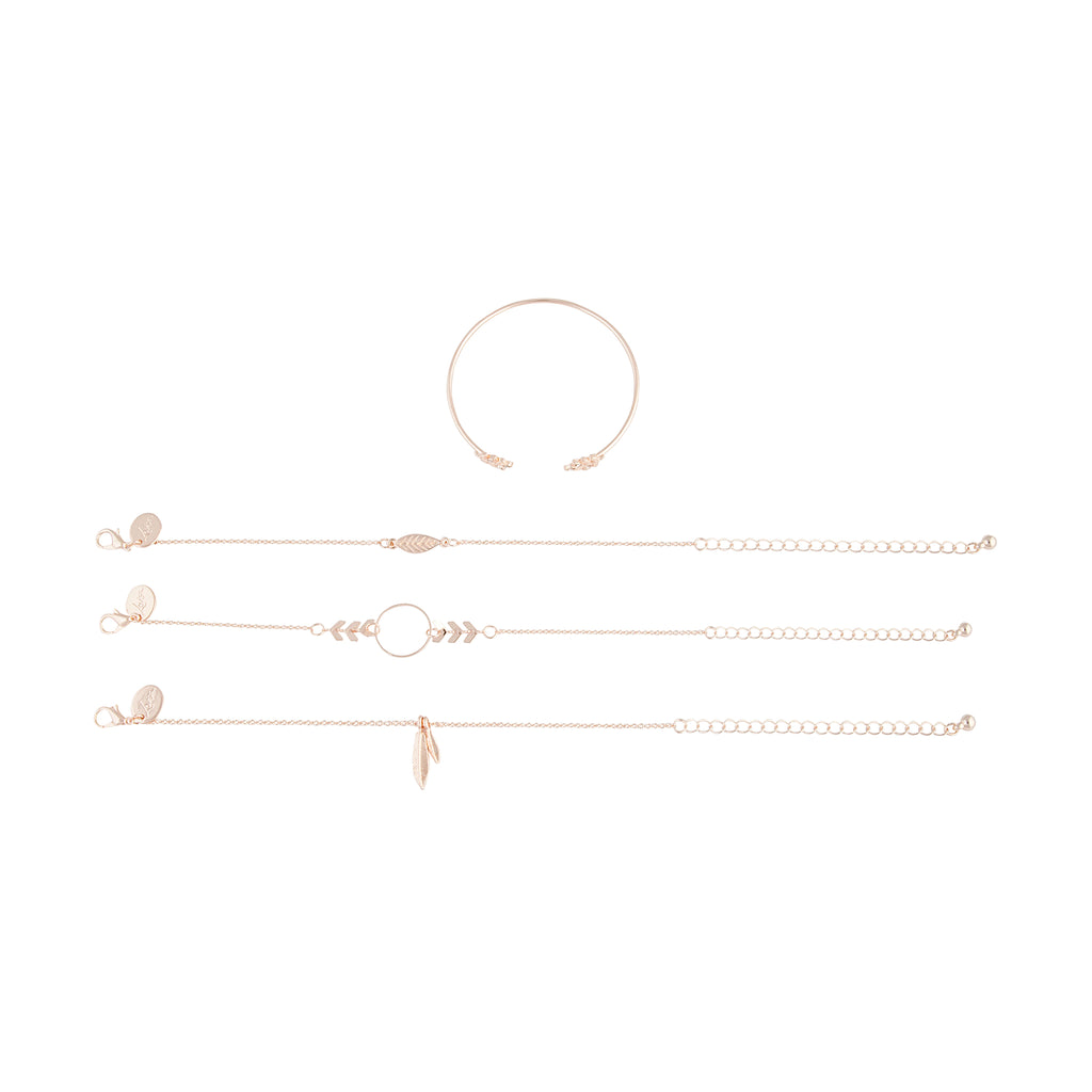 Rose Gold Leaf Bracelet Cuff Pack