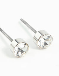 Rhodium 2MM Diamante Stud Earrings - link has visual effect only