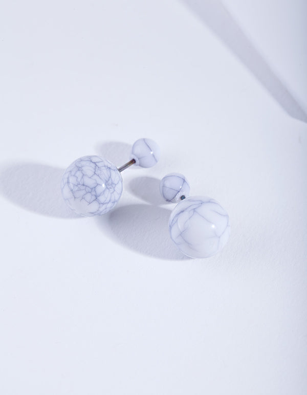 White Cracked Ball Earrings