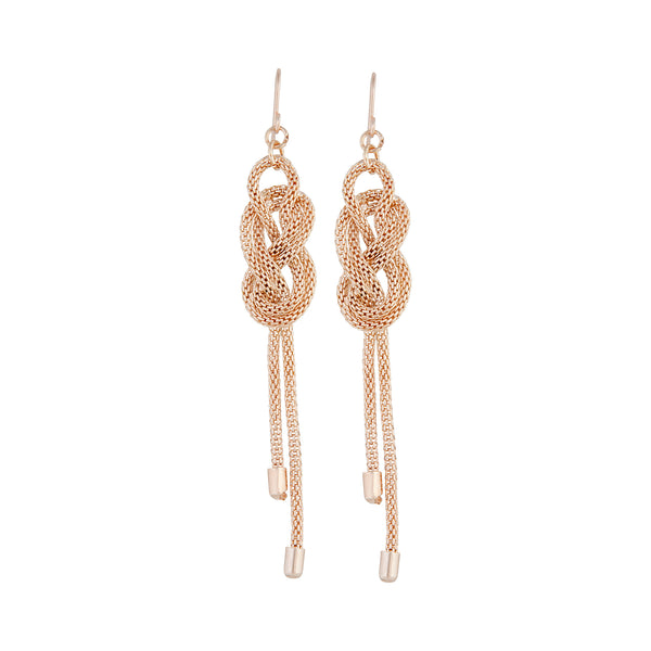 Rose Gold Knotted Chain Drop Earrings