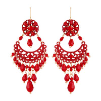 Red Beaded Chandelier Drop Earrings - link has visual effect only