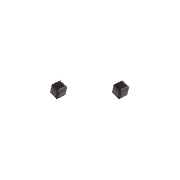 Solid Black 3D Cube Stud Earrings