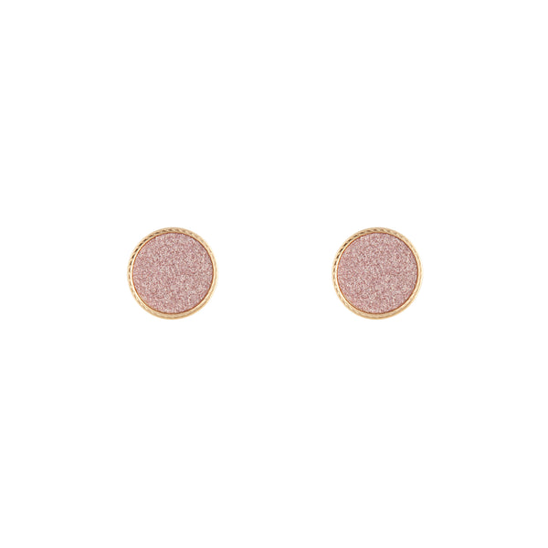 Pink Glitter Round Stud Earrings