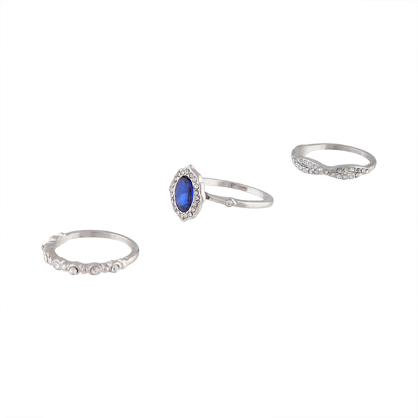 Silver Engagement Cobalt Centre Ring Stack