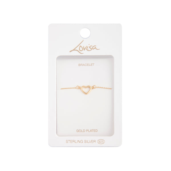 Gold Plated Cut Out Fine Heart Bracelet