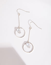 Silver Cubic Zirconia Circle Drop Earrings - link has visual effect only