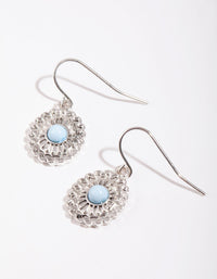 Antique Silver Floral Disc Drop Earrings - link has visual effect only