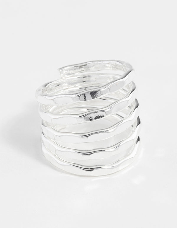 Silver Hammered Wrap Ring