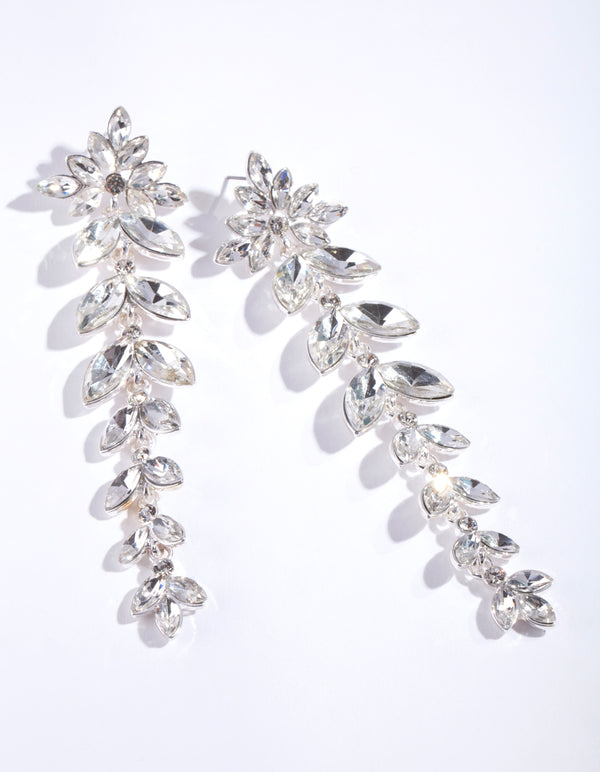 Silver Graduated Navette Drop Earrings