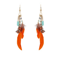 Multicoloured Feather Chain Drop Earrings - link has visual effect only