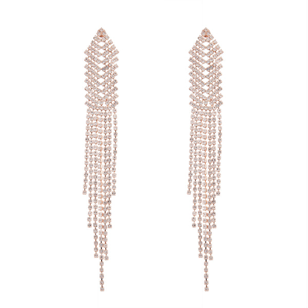 Rose Gold Diamante Chain Earrings