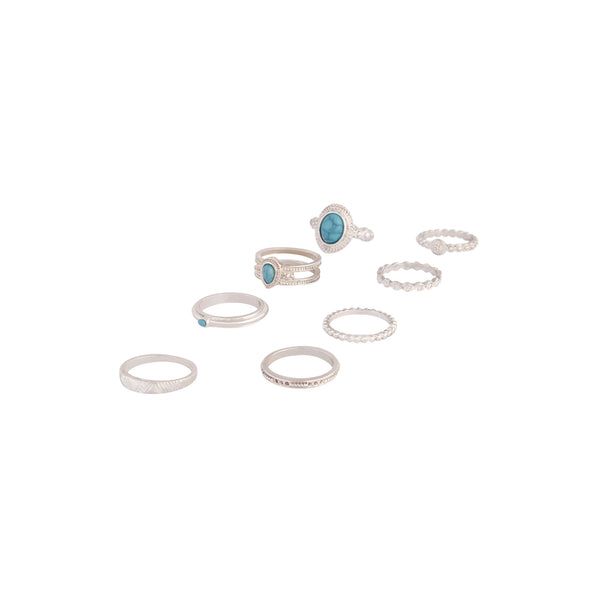 Silver Stackable Ring Turquoise 8-Pack