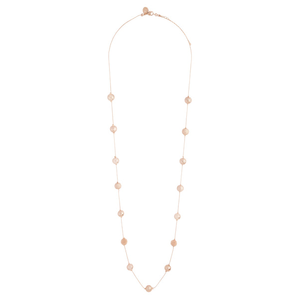 Rose Gold Mixed Station Ball Necklace