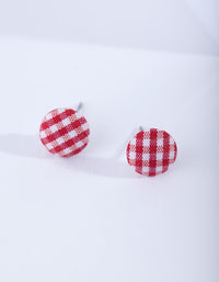 Red Gingham Button Earrings - link has visual effect only